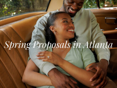 header image of man and woman celebrating their proposal in a car