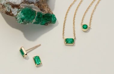 Raw Emerald and Zelena Emerald Studs Natural emeralds are the star of these beautiful earrings. A classic emerald cut showcases each emerald’s vibrant green color, while warm 14-karat yellow gold makes the perfect complement. A secure friction back offers worry-free wear. To care for natural emeralds, gently clean with mild soapy water and a soft cloth. Avoid harsh chemicals, ultrasonic jewelry cleaners, and extreme temperature changes. Zelena Emerald Pendant A natural emerald is the star of this beautiful pendant. A classic emerald cut showcases the emerald’s vibrant green color, while warm 14-karat yellow gold makes the perfect complement. A secure lobster clasp offers worry-free wear. To care for natural emeralds, gently clean with mild soapy water and a soft cloth. Avoid harsh chemicals, ultrasonic jewelry cleaners, and extreme temperature changes. Elowen Bezel-Set Emerald Pendant Add a petite pop of color to any look with this natural emerald pendant. Crafted in warm 14-karat yellow gold, it features a stylish bezel setting. A matching rolo chain and lobster clasp keep this necklace secure. To care for natural emeralds, gently clean with mild soapy water and a soft cloth. Avoid harsh chemicals, ultrasonic jewelry cleaners, and extreme temperature changes.